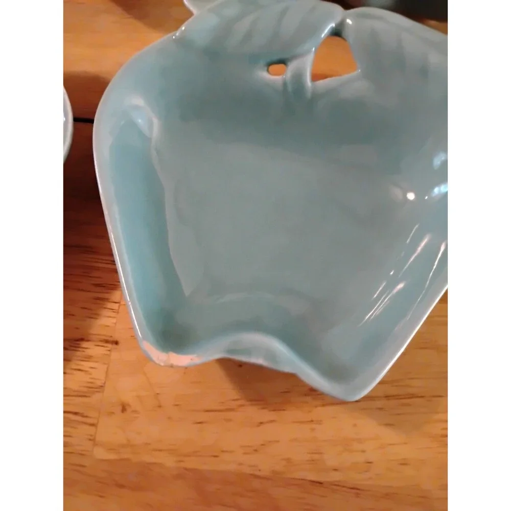 Hoenig of California Vintage Turquoise Apple-shaped Bowls Serving and Dip Set